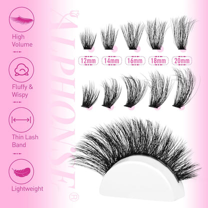 Fluffy Lash Clusters Wispy 12-20Mm Cluster Eyelash Extensions 200D Thick Volume Individual Lashes D Curl Eyelash Clusters 260Pcs DIY Lash Extension for Beginners by