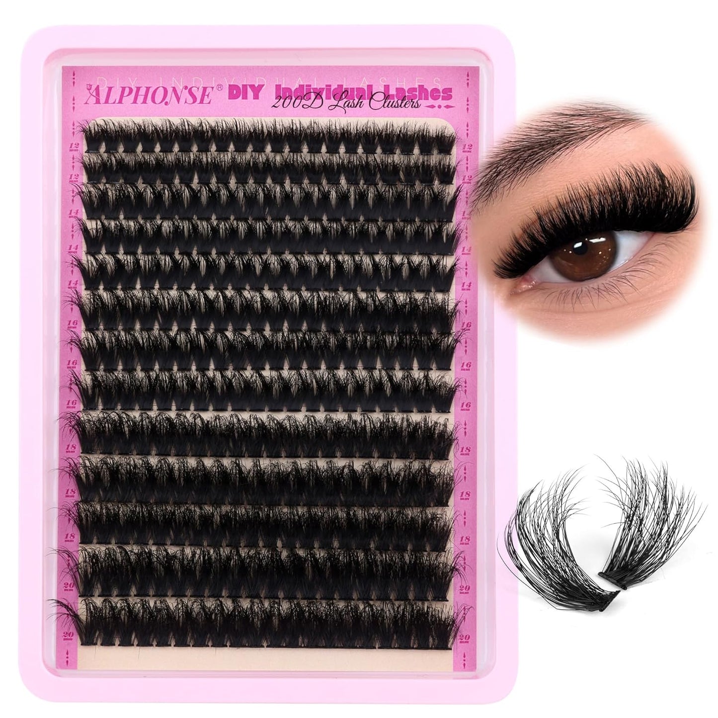 Fluffy Lash Clusters Wispy 12-20Mm Cluster Eyelash Extensions 200D Thick Volume Individual Lashes D Curl Eyelash Clusters 260Pcs DIY Lash Extension for Beginners by